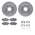 R1 03-08 Honda Fit Front Drilled & Slotted Silver Brake Rotor Set w/Optimum OE Pads and Hardware