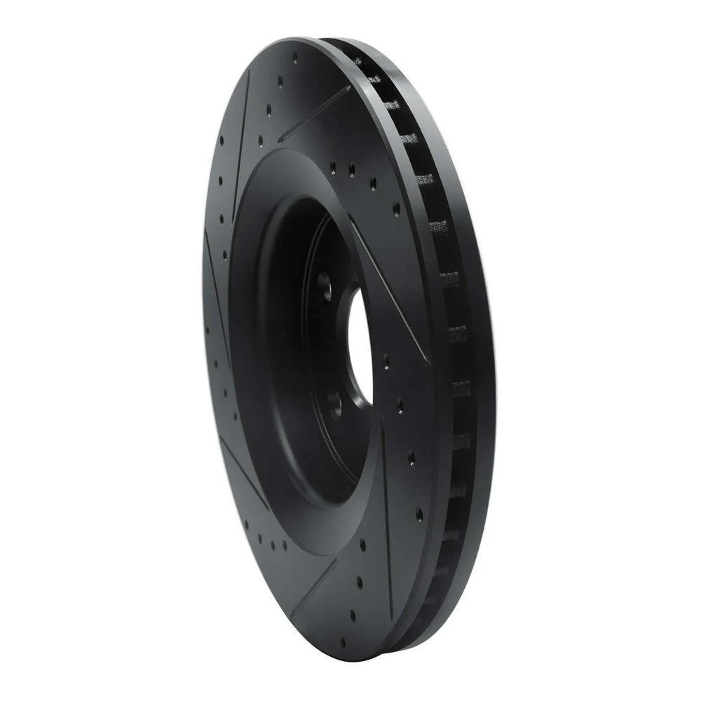 R1 06-10 Jeep Grand Cherokee Front Right Drilled Black Brake Rotor
