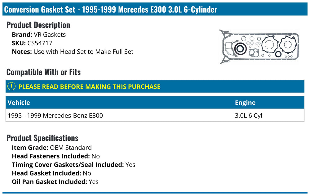 MAHLE Original Mercedes-Benz E300 99-95 Conversion Set
