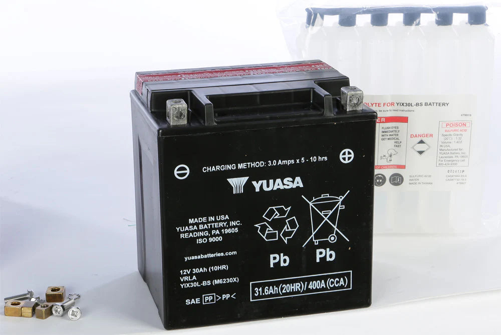 Yuasa YIX30L-BS High Performance Maintenance Free AGM 12-Volt Battery w/Bottle