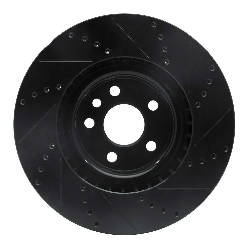 R1 15-19 Jaguar E-Pace Front Left Drilled & Slotted Black Brake Rotor