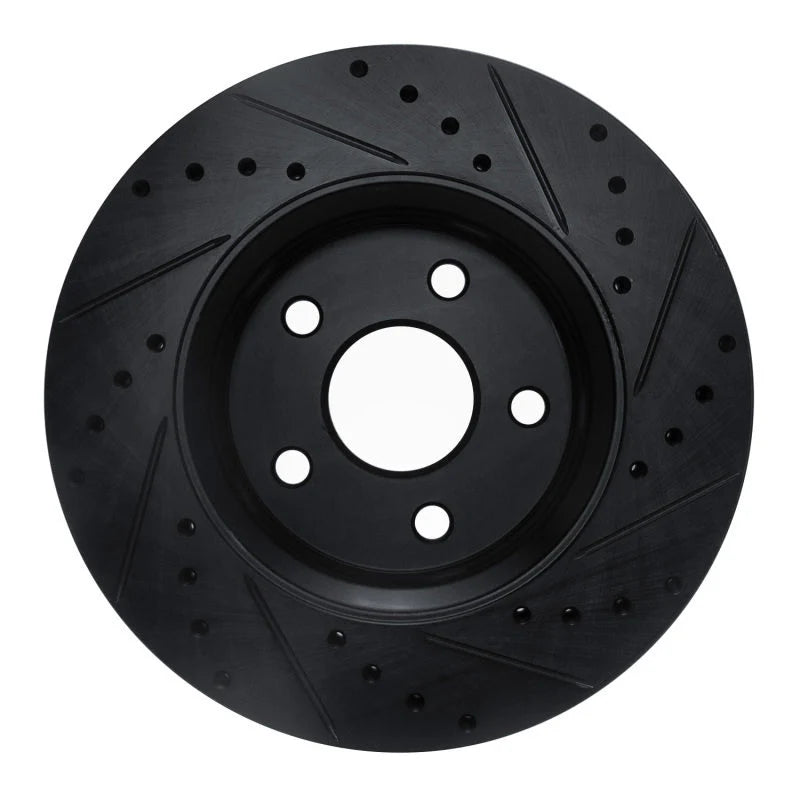 R1 11-22 Dodge Durango Front Left Drilled & Slotted Black Brake Rotor