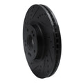 R1 09-14 Hyundai Genesis Sedan Front Left Drilled & Slotted Black Brake Rotor