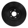 R1 09-14 Hyundai Genesis Sedan Front Left Drilled & Slotted Black Brake Rotor