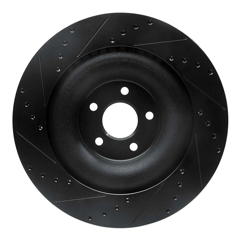 R1 10-21 Jaguar F-Type Rear Right Drilled Black Brake Rotor