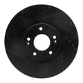 R1 07-12 Hyundai Veracruz Front Left Drilled & Slotted Black Brake Rotor