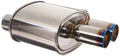 Megan Universal muffler 2.5 Pipe 3 Dual Stainless Roll Tips (offset piping) 21x12x8 14LBS