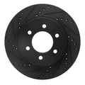 R1 04-08 Ford F-150 4WD Front Left Drilled & Slotted Black Brake Rotor