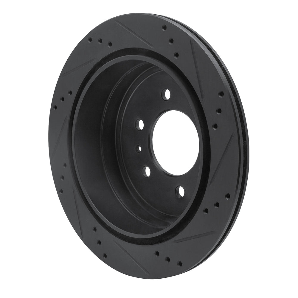 R1 04-08 Ford F-150 4WD Front Left Drilled & Slotted Black Brake Rotor