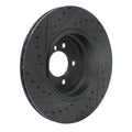 R1 05-08 BMW 760I Rear Right Drilled & Slotted Black Brake Rotor