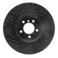R1 05-08 BMW 760I Rear Right Drilled & Slotted Black Brake Rotor
