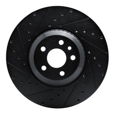 R1 -23 Porsche Cayenne Rear Left Drilled & Slotted Black Brake Rotor