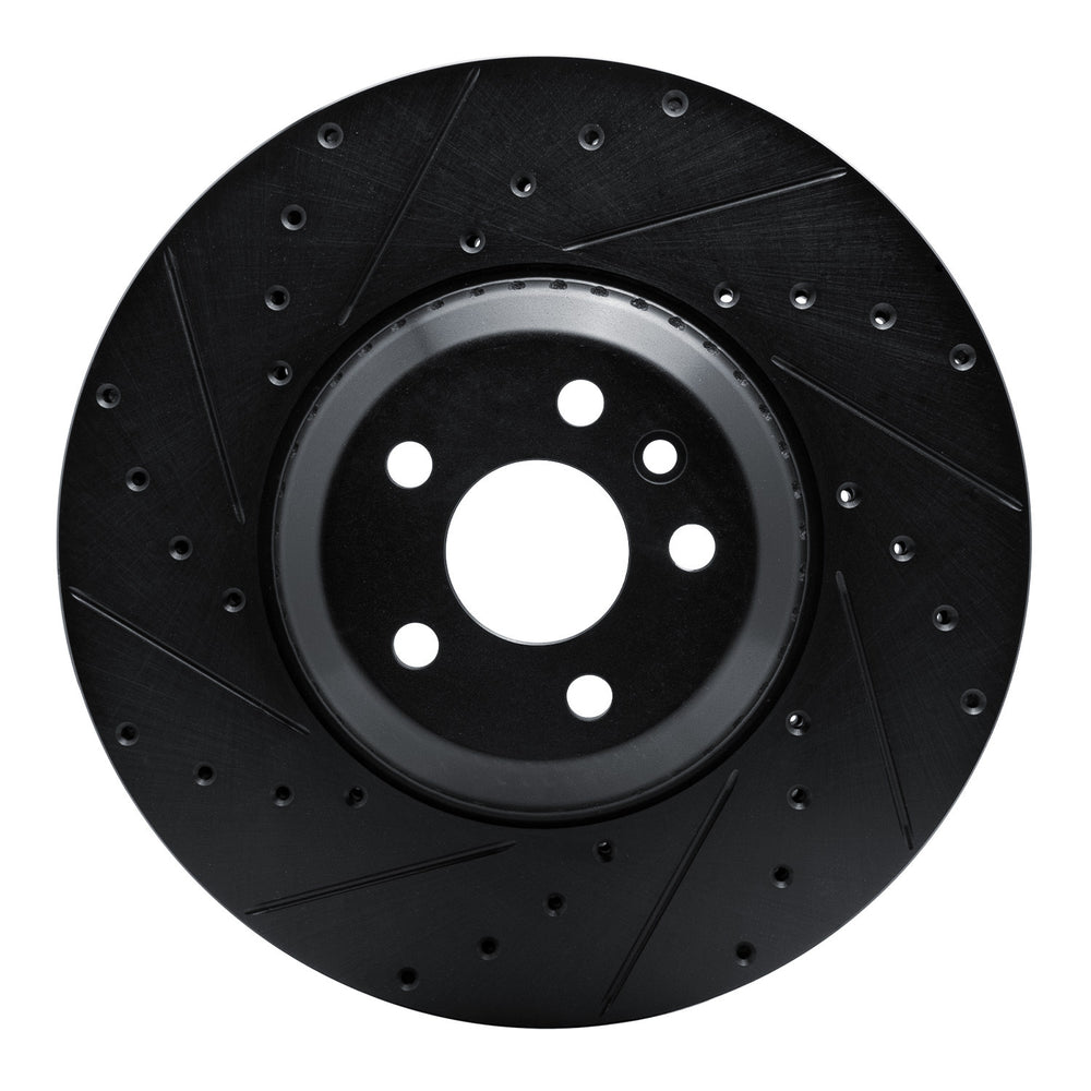 R1 -23 Porsche Cayenne Rear Left Drilled & Slotted Black Brake Rotor