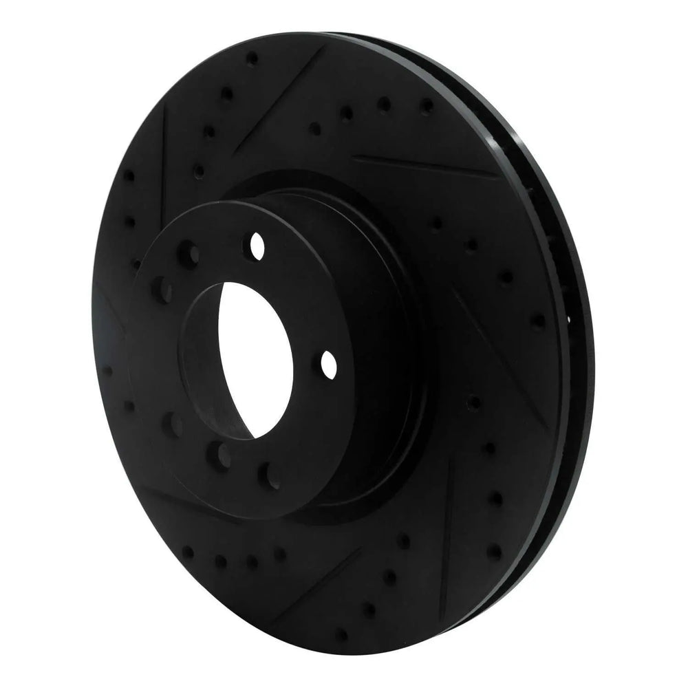 R1 93-97 BMW 850CI Front Left Drilled & Slotted Black Brake Rotor