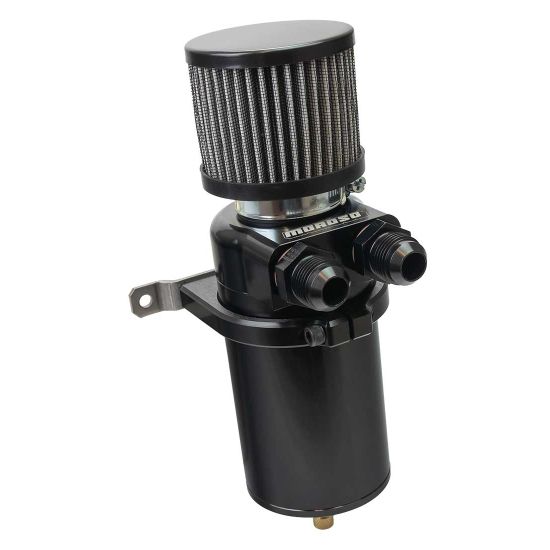 Moroso Dual Inlet -10AN Billet Breather Tank Catch Can - Black