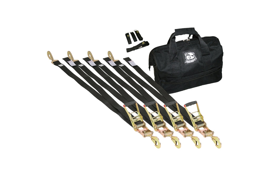 9PC RATCHETING TIEDOWN KIT 2IN X 8FT 10000 LB BREAKING STRENGTH