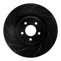 R1 07-14 Ford Mustang Front Left Drilled & Slotted Black Brake Rotor