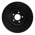 R1 07-14 Ford Mustang Front Left Drilled & Slotted Black Brake Rotor