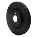 R1 07-14 Ford Mustang Front Left Drilled & Slotted Black Brake Rotor