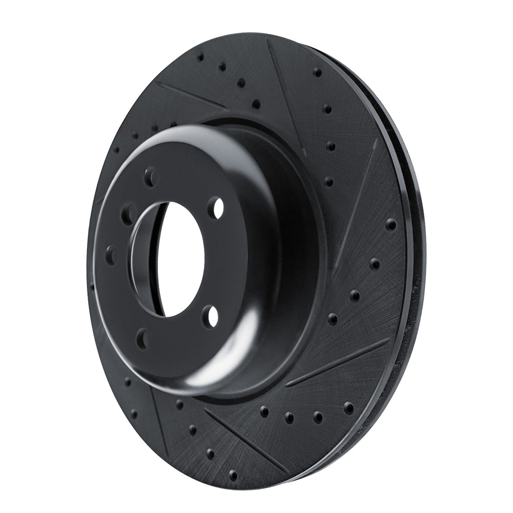 R1 09-16 BMW Z4 Front Right Drilled & Slotted Black Brake Rotor