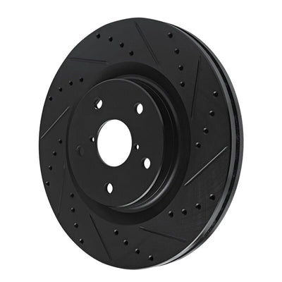 R1 20-25 Subaru Crosstrek Front Right Drilled & Slotted Black Brake Rotor