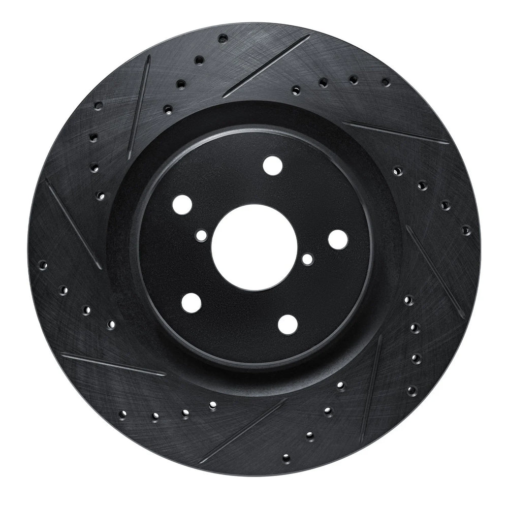 R1 20-25 Subaru WRX Front Left Drilled & Slotted Black Brake Rotor