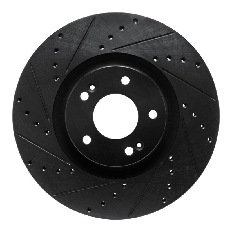 R1 2021-2025 Hyundai Santa Fe Front Left Drilled & Slotted Black Brake Rotor