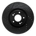 R1 2021-2025 Hyundai Santa Fe Front Left Drilled & Slotted Black Brake Rotor