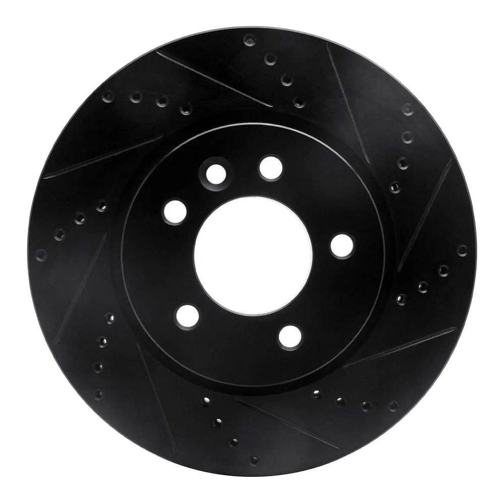 R1 05-07 Land Rover LR3 Front Right Drilled & Slotted Black Brake Rotor