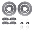R1 13-24 Hyundai Sonata Rear Drilled & Slotted Silver Brake Rotor Set w/Optimum OE Pads and Hardware