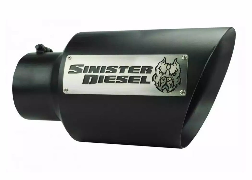 Sinister Diesel Dual Wall Exhaust Tip W/ Angle Cut (5in. to 8in.) - Black