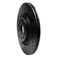 R1 2017-2025 Alfa Romeo Stelvio Front Left Drilled & Slotted Black Brake Rotor