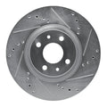 R1 2017-2025 Alfa Romeo Stelvio Front Left Drilled & Slotted Black Brake Rotor