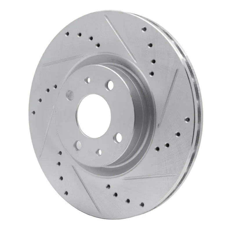 R1 2017-2025 Alfa Romeo Stelvio Front Left Drilled & Slotted Black Brake Rotor