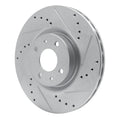 R1 2017-2025 Alfa Romeo Stelvio Front Left Drilled & Slotted Black Brake Rotor