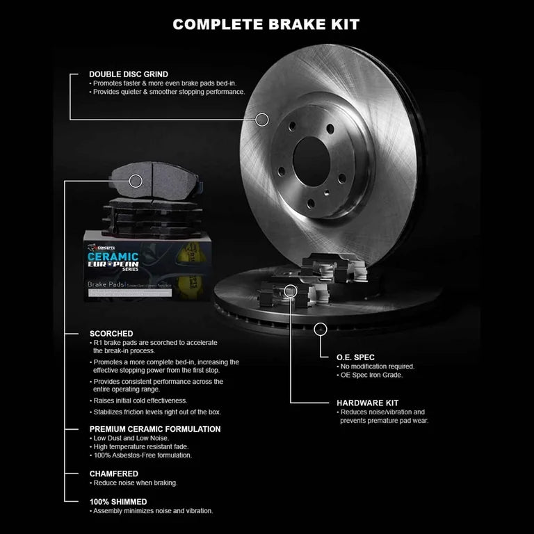 R1 13-20 Mercedes-Benz SL400 Rear Drilled Black Brake Rotor