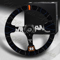NRG Reinforced Steering Wheel (350mm / 3in. Deep) Blk Suede w/Color Stitch (Kyle Mohan Edition)
