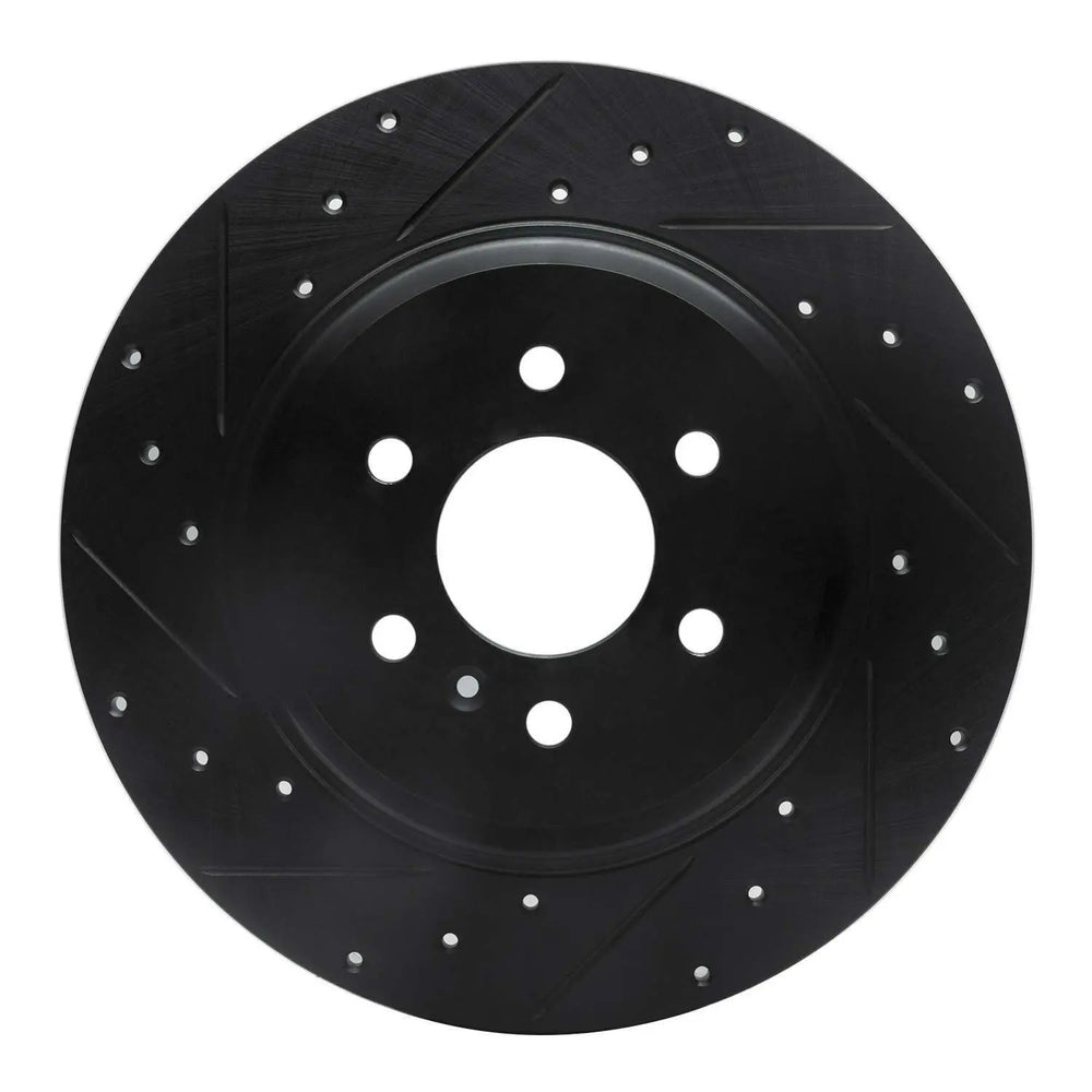 R1 11-15 VPG MV-1 Rear Left Drilled & Slotted Black Brake Rotor