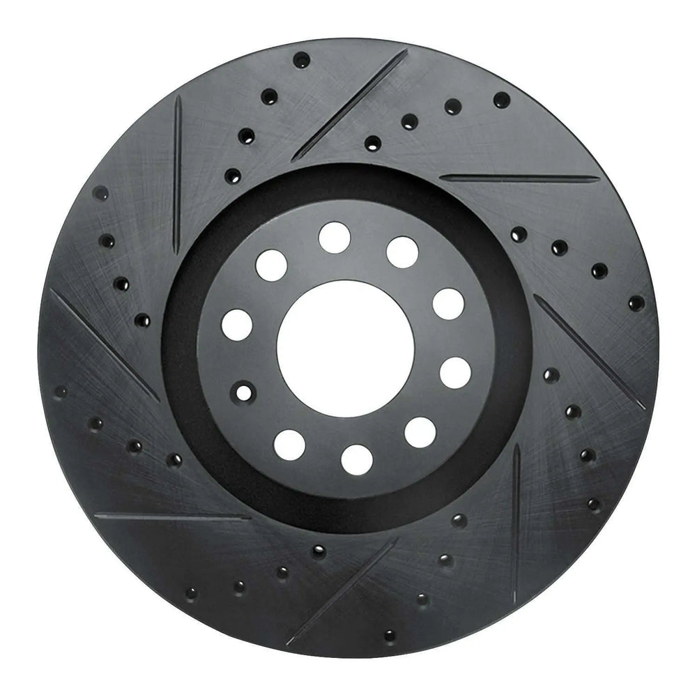 R1 98-09 Audi A4 (Mexico) Front Left Drilled & Slotted Black Brake Rotor