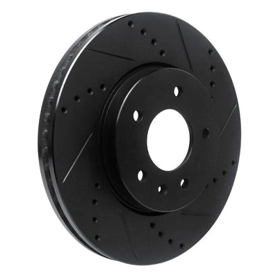 R1 07-15 Chevrolet Equinox Front Right Drilled & Slotted Black Brake Rotor