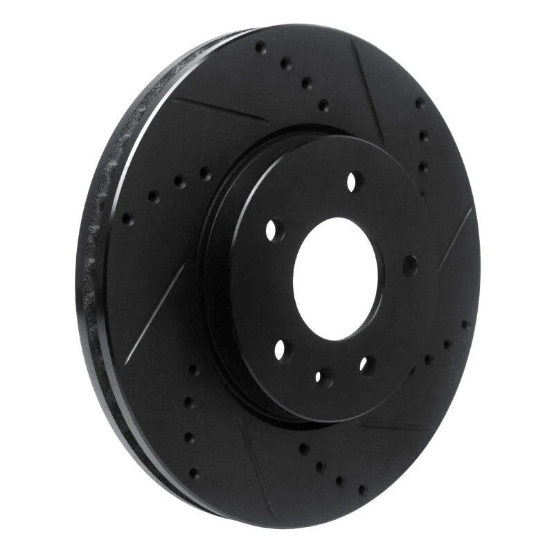 R1 07-15 Chevrolet Equinox Front Right Drilled & Slotted Black Brake Rotor