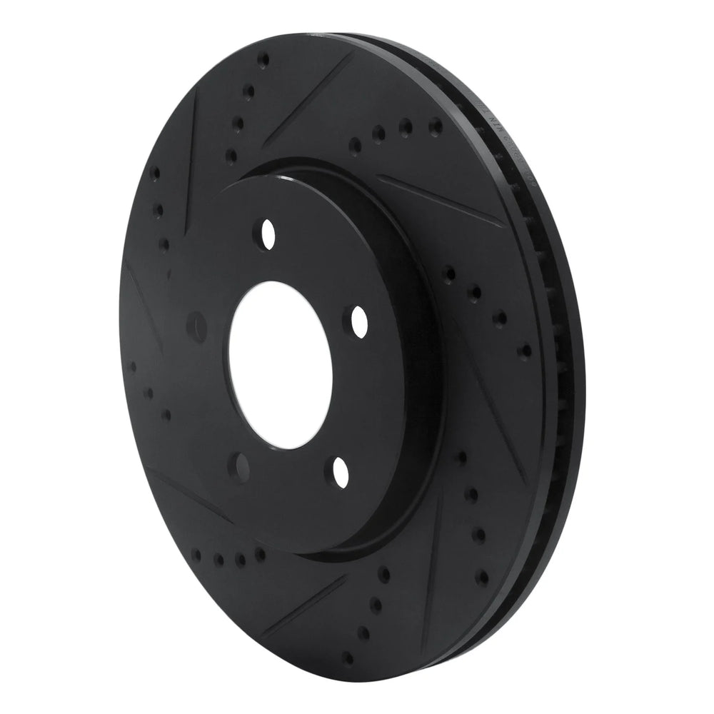 R1 04-08 Chrysler Pacifica Front Left Drilled & Slotted Black Brake Rotor