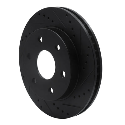 R1 04-05 Infiniti QX56 Front Right Drilled & Slotted Black Brake Rotor