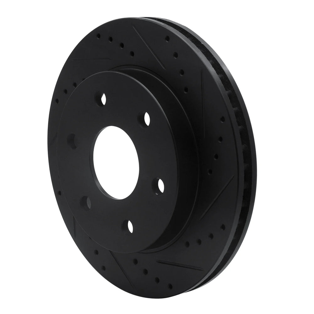 R1 04-05 Infiniti QX56 Front Right Drilled & Slotted Black Brake Rotor