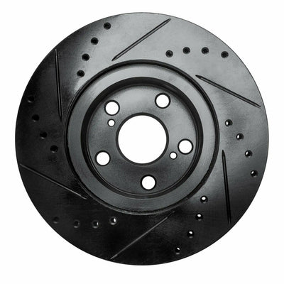 R1 09-15 Toyota Corolla (Mexico) Front Right Drilled & Slotted Black Brake Rotor