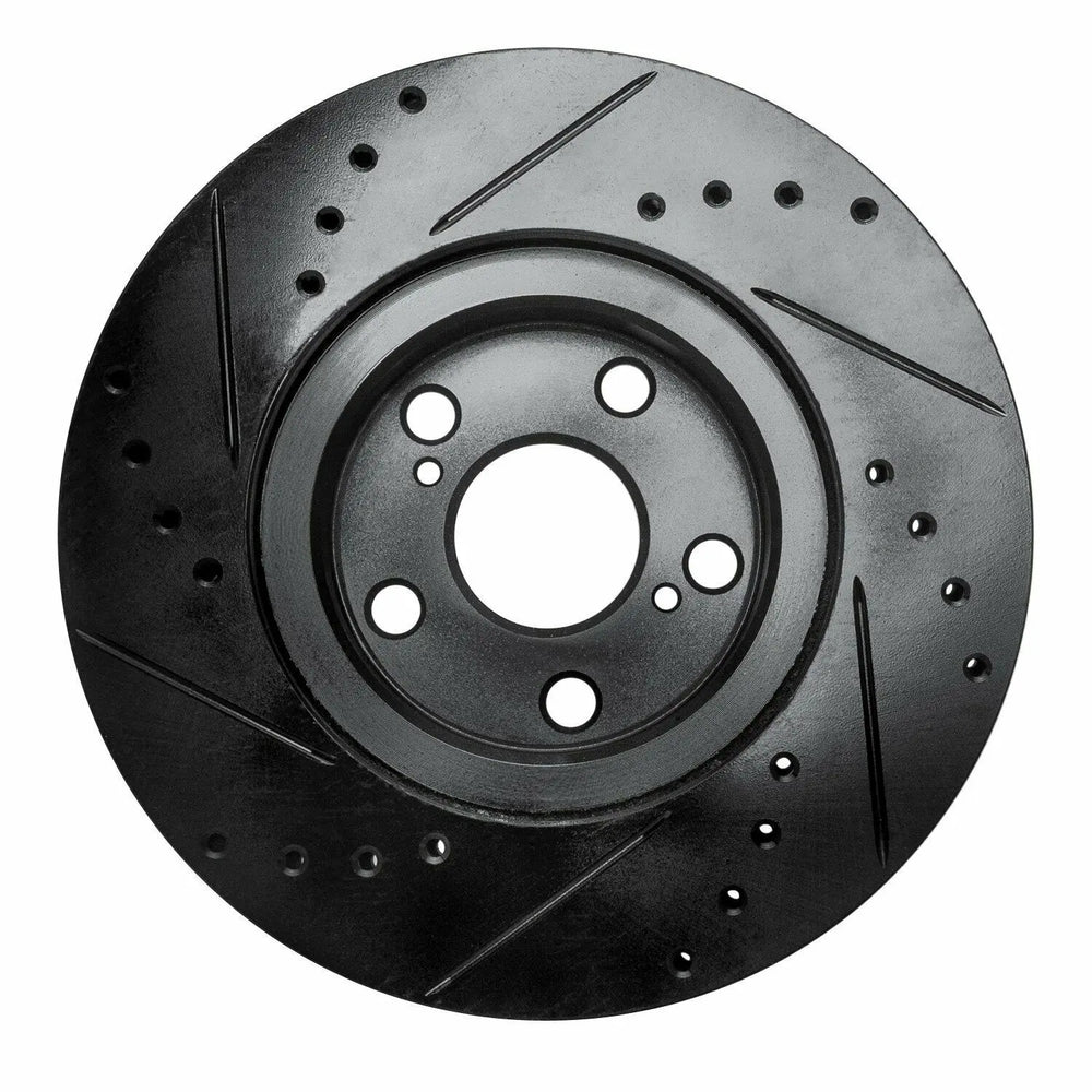 R1 09-15 Toyota Corolla (Mexico) Front Right Drilled & Slotted Black Brake Rotor
