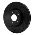 R1 03-23 Infiniti EX35 Front Left Drilled & Slotted Black Brake Rotor