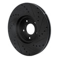 R1 03-23 Infiniti EX35 Front Left Drilled & Slotted Black Brake Rotor