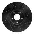 R1 10-16 Hyundai Genesis Coupe Front Left Drilled & Slotted Black Brake Rotor