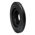 R1 10-16 Hyundai Genesis Coupe Front Left Drilled & Slotted Black Brake Rotor